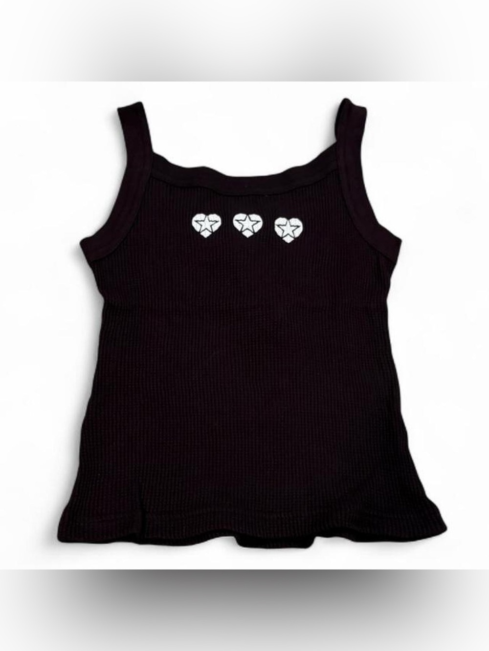 90's Vintage Deadstock Hard Tail wide strap waffle ribbed tank top heart graphic